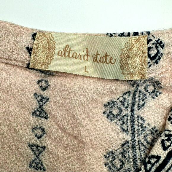 ALTER'D STATE Boho Women's Large Long Sleeve Tunic Peasant‎ Top Shirt pink navy - Picture 4 of 9